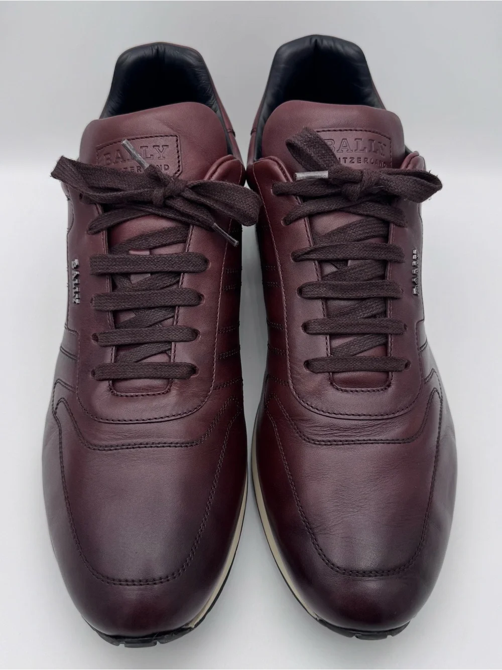 Bally Assio Brown Calfskin Leather Sneakers Men 12 Retro Running Luxury Shoes